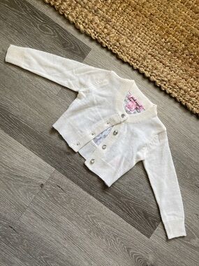 Pink Angel Toddler Girls’ Off-White Knit Lace Cardigan with Buttons